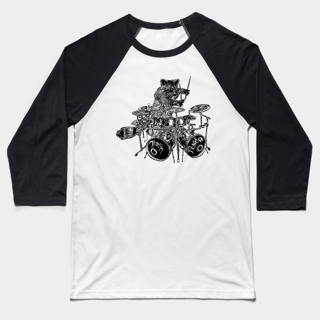 Trash panda drummer musician raccoon Baseball T-Shirt by LastViewGallery